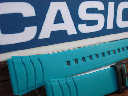 Casio Watchband DBC-32 Data Bank Turqoise/Aqua Rubber Strap 22mm