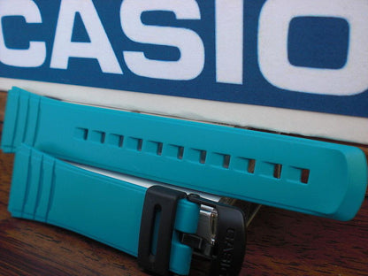 Casio Watchband DBC-32 Data Bank Turqoise/Aqua Rubber Strap 22mm
