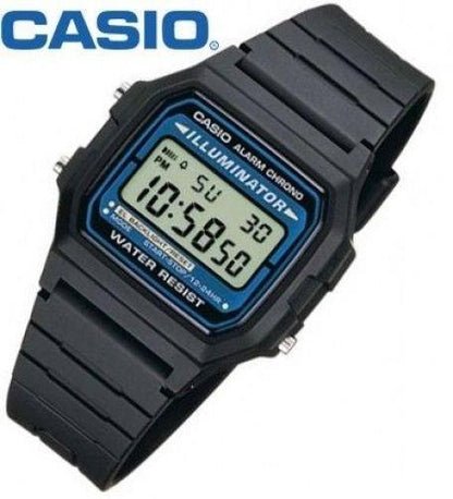 Casio Original Watchband F-105 W, F-91 W. 18mm Black Resin Strap. Band
