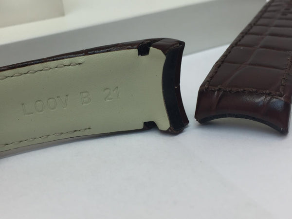 Seiko WatchBand SNQ118 21mm Curved End Brown Leath w/Gold Tone Clasp. LOOV B 21