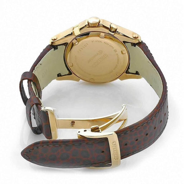 Seiko WatchBand SNQ118 21mm Curved End Brown Leath w/Gold Tone Clasp. LOOV B 21