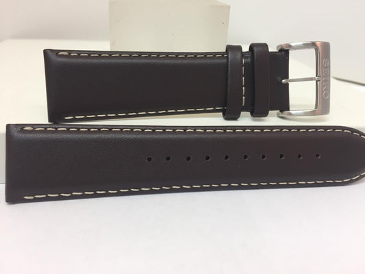 Seiko Watchband SNN241 22mm Dark Brown Calfskin White Stitching. Band# L00F H 22