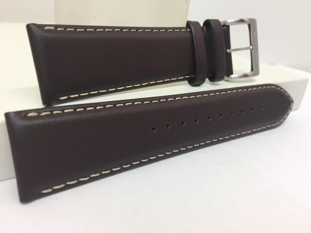 Seiko Watchband SNN241 22mm Dark Brown Calfskin White Stitching. Band# L00F H 22