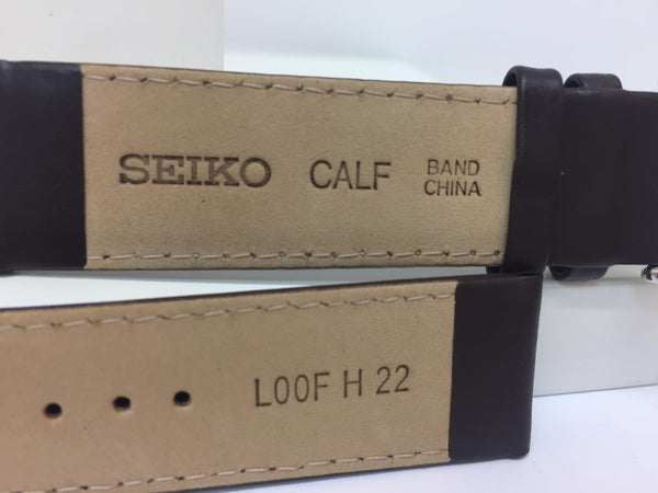 Seiko Watchband SNN241 22mm Dark Brown Calfskin White Stitching. Band# L00F H 22