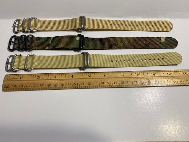 Lot of 3.Military Colors Ballistic Nylon Fabric Watchband 22mm Wide Steel Keeper