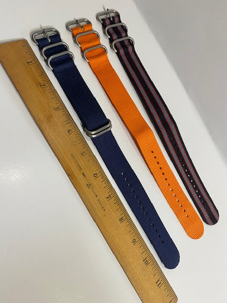 Set/3 24mm Multi Colors 0ne Piece Loop Thru Straps Nylon Ballistic.Steel Keepers