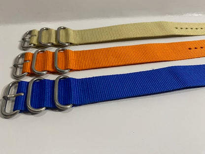 Lot/3.  24mm 3 colors 0ne Piece Loop Thru Straps Nylon Ballistic. Watchband