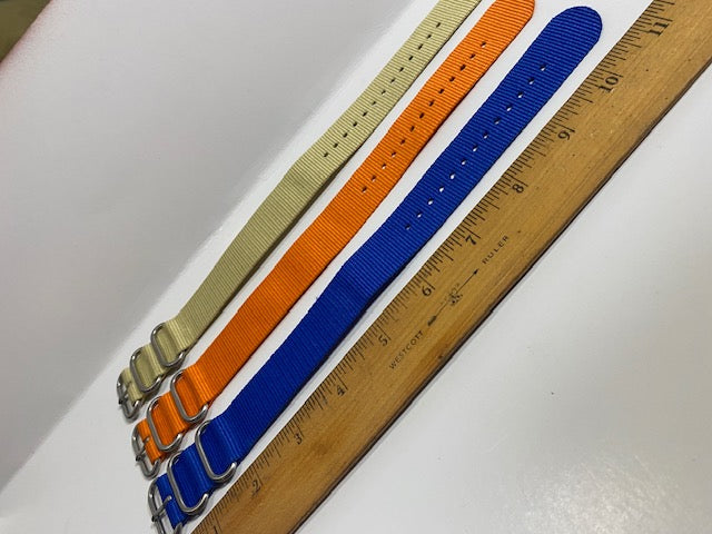 Lot/3.  24mm 3 colors 0ne Piece Loop Thru Straps Nylon Ballistic. Watchband