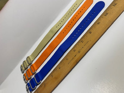 Lot/3.  24mm 3 colors 0ne Piece Loop Thru Straps Nylon Ballistic. Watchband