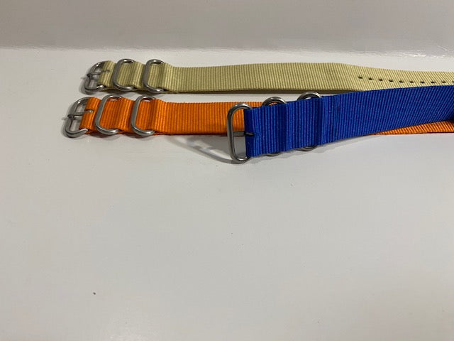 Lot/3.  24mm 3 colors 0ne Piece Loop Thru Straps Nylon Ballistic. Watchband