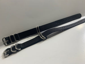 Pair.18mm Black Ballistic Nylon Loop Thru Straps.Four Stainless Steel Keepers