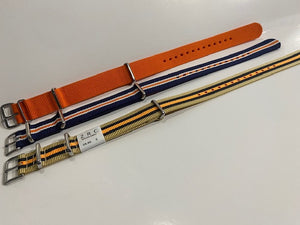 Three Multi Color Ballistic Nylon Loop Thru Straps w/Stainless Steel Hardware.