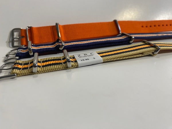 Three Multi Color Ballistic Nylon Loop Thru Straps w/Stainless Steel Hardware.