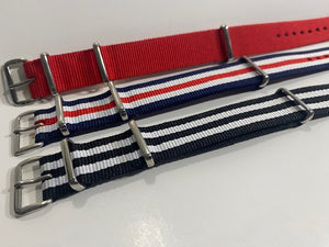 Lot of 3 Ballistic Nylon Straps. Slip Thru Watchbands w/Stainless Steel Hardware