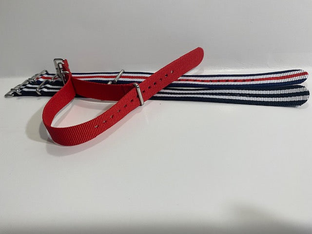 Lot of 3 Ballistic Nylon Straps. Slip Thru Watchbands w/Stainless Steel Hardware