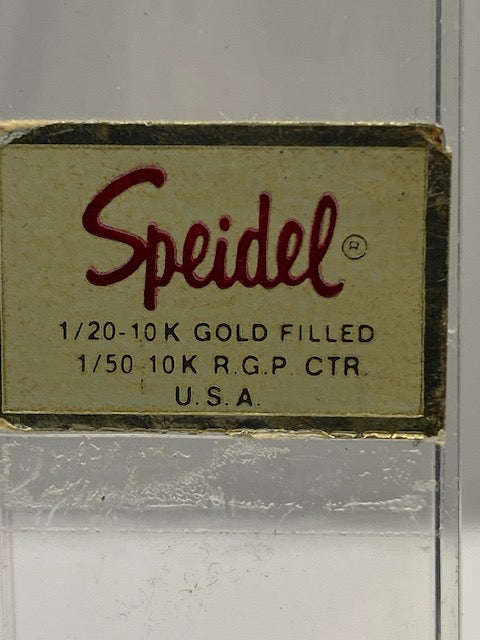 Vintage Speidel Gold 10K Filled Ladies Ring End Watchband w/Safe Chain. Silv/Blk
