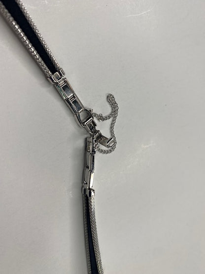 Vintage Speidel Gold 10K Filled Ladies Ring End Watchband w/Safe Chain. Silv/Blk