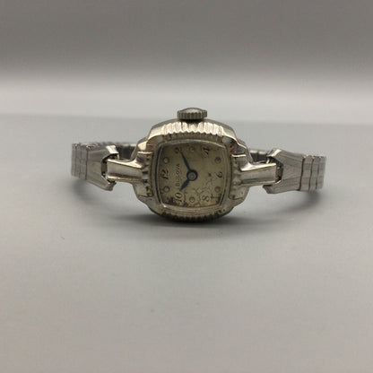 Vintage Speidel Gold 10K Filled Ladies Ring End Watchband w/Safe Chain. Silv/Blk