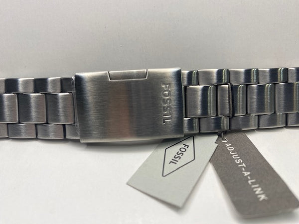 Fossil 22mm Watchband/Bracelet All Solid Steel Construction w/Button Release.