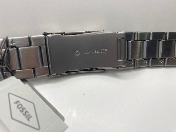 Fossil 22mm Watchband/Bracelet All Solid Steel Construction w/Button Release.