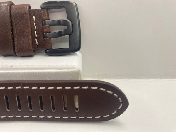 Luminox Watchband 1860. 24mm Brown White Stitched Leather Strap. 4.5mm Thick