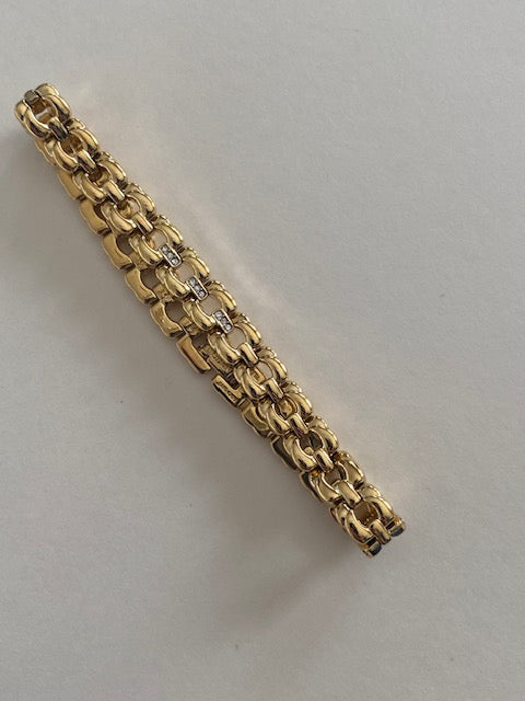 Ladies Bracelet Polished Gold Tone w/faux Diamond Inlay by Citizen.