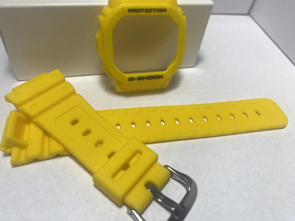 Casio Original Set:Yellow Watchband/Bezel for DW-5600 E. Combo: Strap and Shell