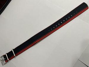 Seiko WatchBand Fabric SRPK71 One Piece Loop Thru 22mm Wide. Black and Red