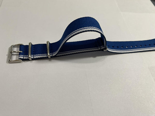 Seiko WatchBand Fabric SRPK69. 1 One Piece Loop Thru 22mm Wide. Blue and White.