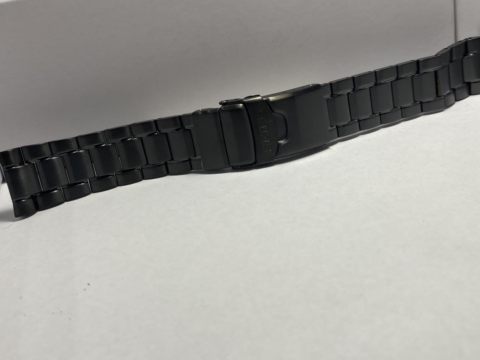 Seiko Original Watchband/Bracelet SRPK43. Black Steel Band w/Push Button Release