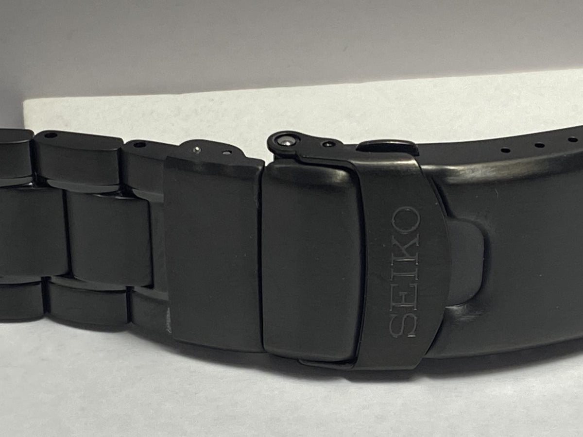 Seiko Original Watchband/Bracelet SRPK43. Black Steel Band w/Push Button Release