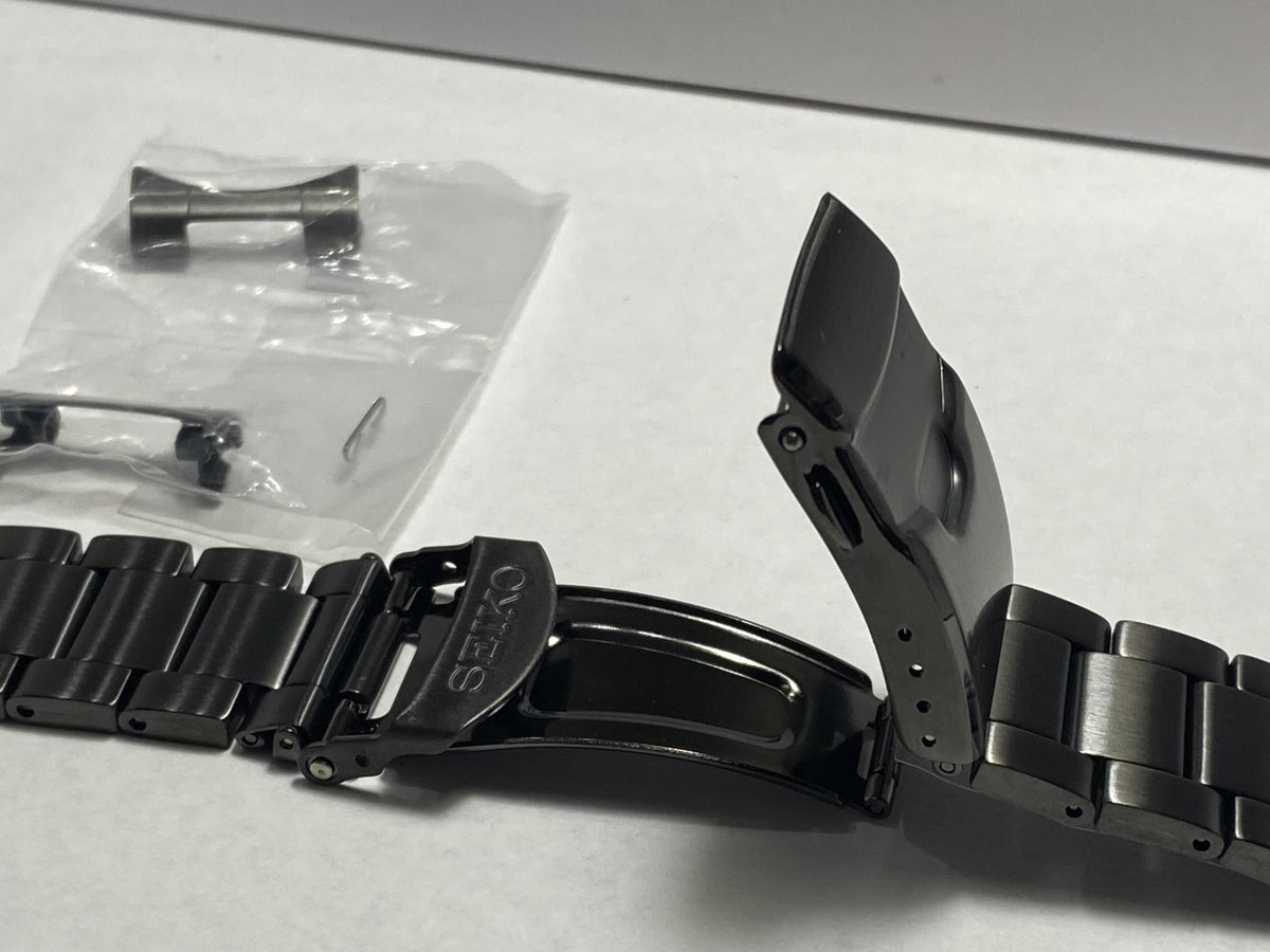 Seiko Original Watchband/Bracelet SRPD65. Black Steel Band w/Push Button Release