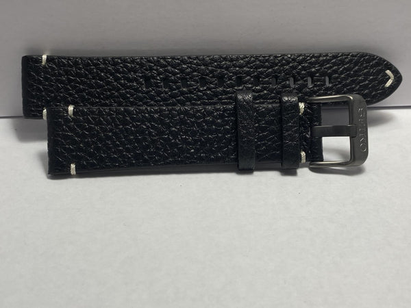 Seiko Original 20mm Watchband SRPG41 Blk Leather Strap 4mm Thick.Black Logo Bkle