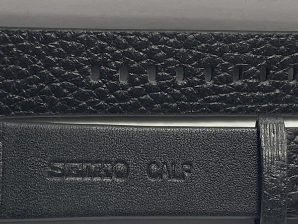 Seiko Original 20mm Watchband SRPG41 Blk Leather Strap 4mm Thick.Black Logo Bkle