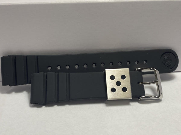 Seiko Original 22mm Watchband SNJ025 Black Silicone Divers Style Strap. Band