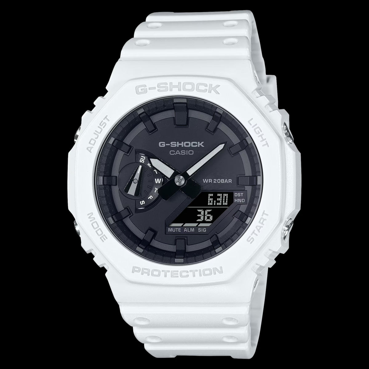 Casio Original Watchband GA-2100 -7A White G-Shock Strap. Band With Spring Bars