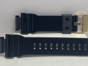 Casio Original Watchband GD-X6900 FB-1 Shiny Black Strap w/Gold Tone Buckle
