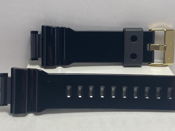 Casio Original Watchband GD-X6900 FB-1 Shiny Black Strap w/Gold Tone Buckle
