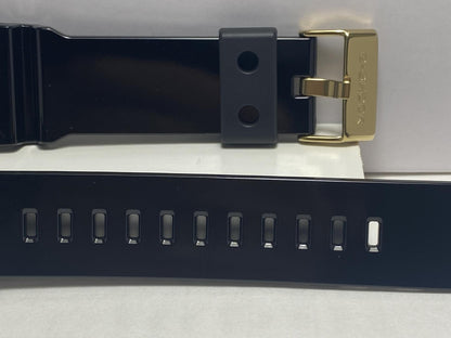 Casio Original Watchband GD-X6900 FB-1 Shiny Black Strap w/Gold Tone Buckle