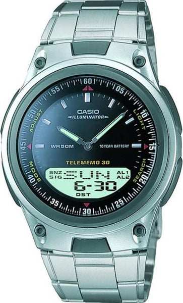 Casio Original Watchband/Bracelet AW-80 D Stainless Steel Push Button Logo Buckl