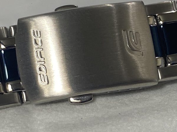 Casio Watchband Bracelet for EFR-564 TR-2AV. Original Steel Band Silver and Blue