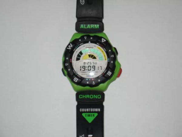 Casio Original Watchband TRW-100 -3bv. Sailing Timer Strap. Black, Green/White