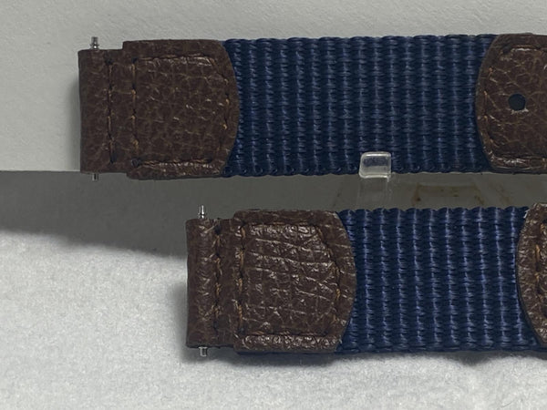 Casio Original LW-22 14mm Brown Leather and Blue Fabric Strap.2 tone: brown/blue