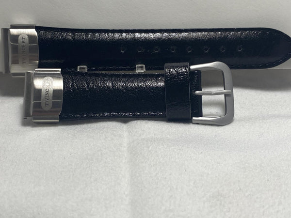 Casio Original Watchband ABX-70 L-7AV TwinCept TeleMemo Blk Leather w/Silver Cap