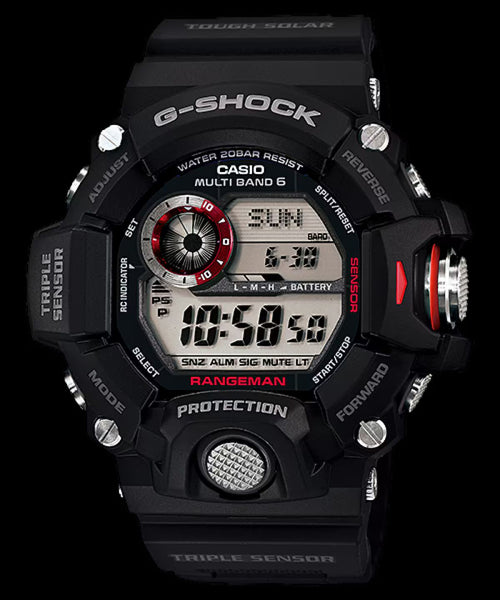 Casio Watch Parts GW-9400 Bezel/Shell Black Red Trim. Original Casio Parts.