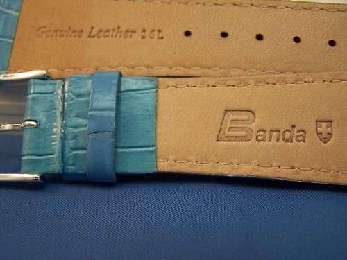 Extra Wide Leather Watchband. 26mm With Pins. Lite blue