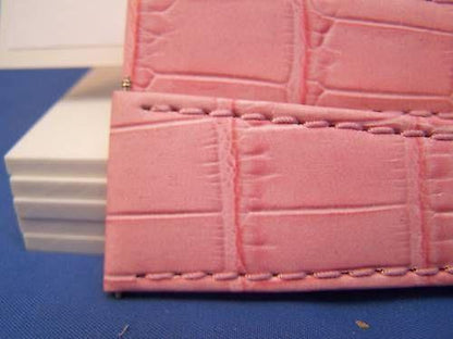 Extra Wide Leather Watchband. 26mm With Pins. Pink