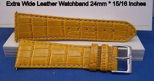 Extra Wide Leather Watchband. 24mm With Pins. Gold