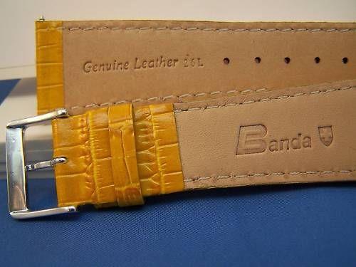 Extra Wide Leather Watchband. 24mm With Pins. Gold