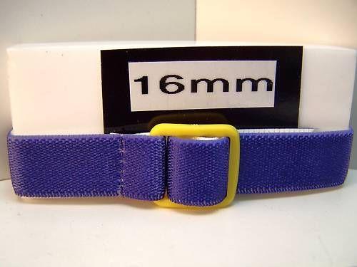 Three Ladies/Kids Fabric Stretchy Watchbands 16mm blue